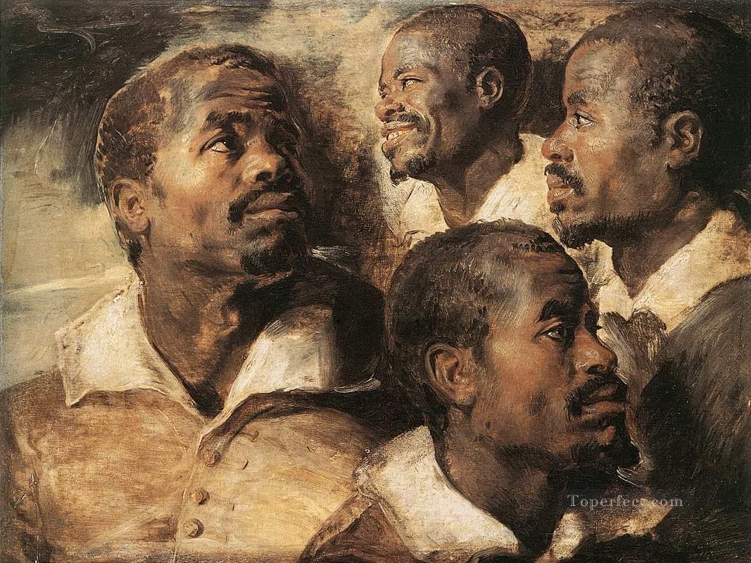 Four Studies of the Head of a Negro Baroque Peter Paul Rubens Oil Paintings